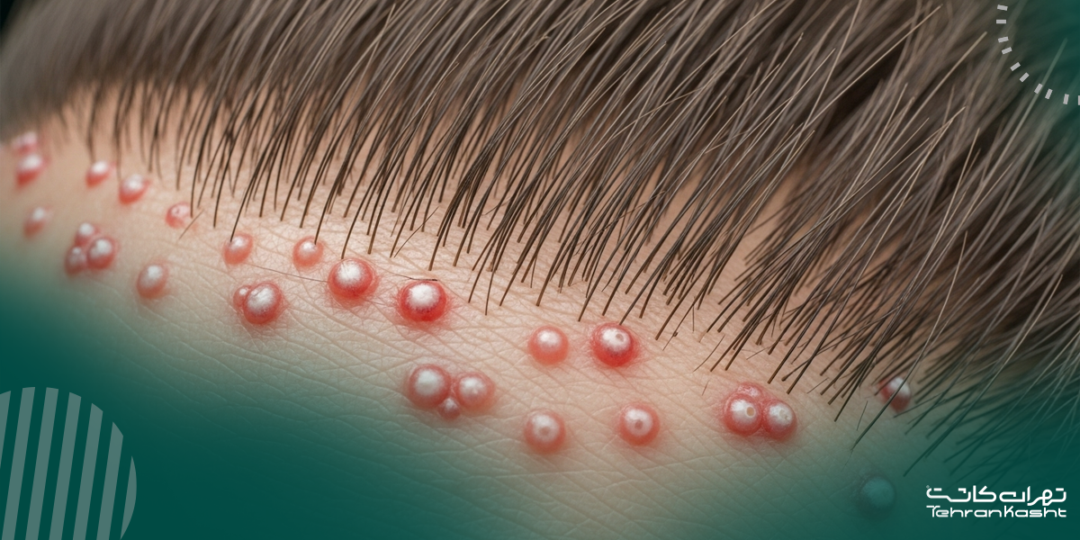 جوش یا التهاب ریشه مو (فولیکولیت) در ناحیه کاشت